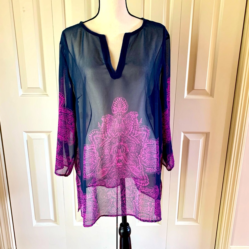 Ann Taylor Bohemian Sheer Blouse. Size XL